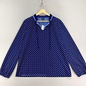 Talbots Blouse Womens XL NWT Blue Polka Dot Long Sleeve‎ Career Flowy